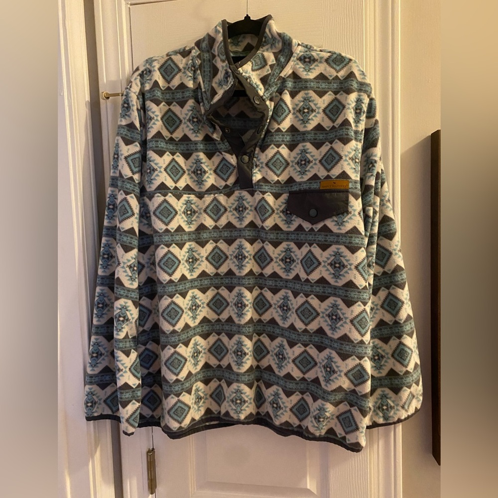Simply Southern Blue and Gray Geometric Pullover